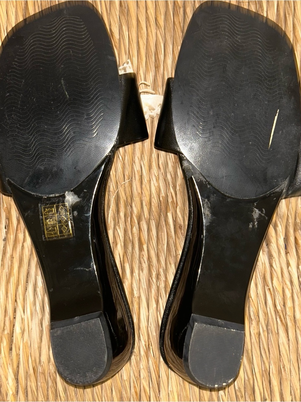 butterfly embellished Y2k wedge Beaded Black sequined Floral Slide Sandals - Picture 6 of 7